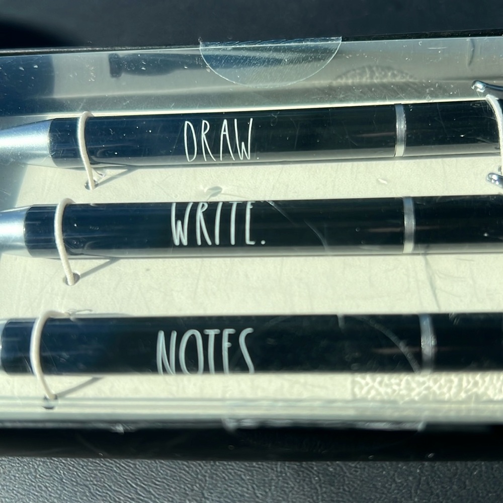 Rae Dunn three ballpoint pen set draw write notes in black-and-white NIB
